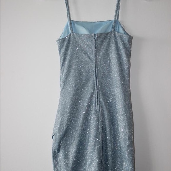 Sky Blue Glitter Mini Dress - Picture 5 of 5